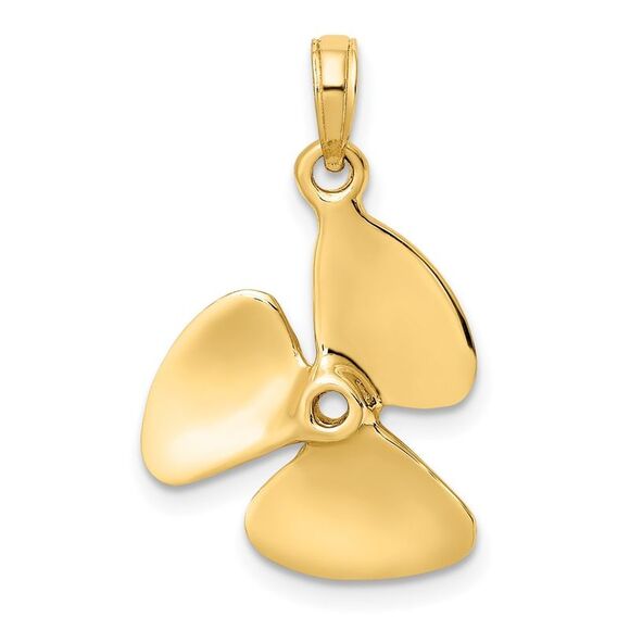 10K Yellow Gold 3-D Polished Three Blade Propeller Charm,All Products : American Fashion Style Bags On Sale
